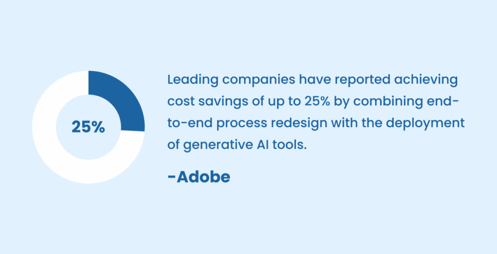 25% by combining end-to-end process redesign with the deployment of generative AI tools.